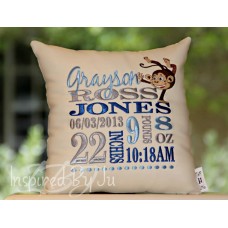 Handstand Monkey - Birth Announcement Pillow